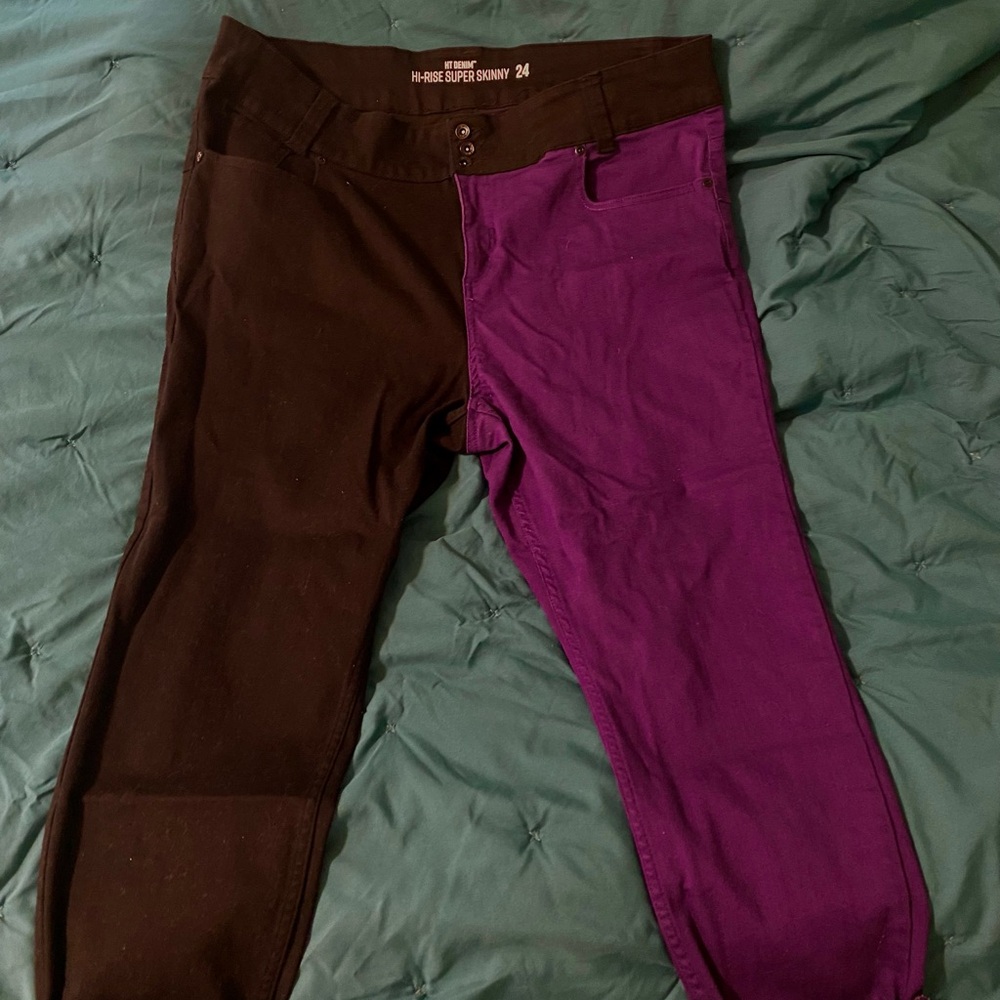 Hot Topic Black and Purple Two-Tone Jeans